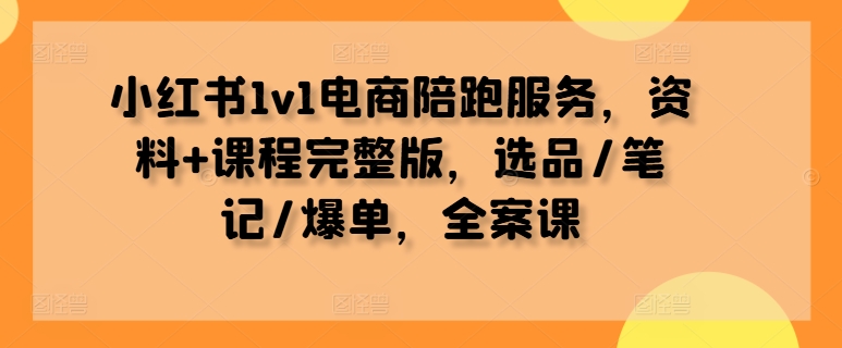 小红书1v1电商陪跑服务，资料+课程完整版，选品/笔记/爆单，全案课-ANQUYE-HENHENLU-26UUU[首页]