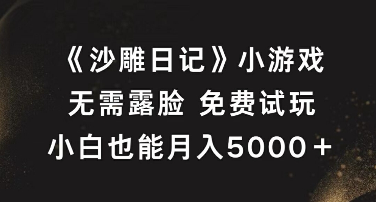 《沙雕日记》小游戏，无需露脸免费试玩，小白也能月入5000+【揭秘】-ANQUYE-HENHENLU-26UUU[首页]