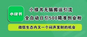 小绿书无脑搬运引流，全自动日引500精准创业粉，微信生态内又一个闷声发财的机会【揭秘】-ANQUYE-HENHENLU-26UUU[首页]