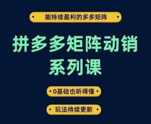 拼多多矩阵动销系列课，能持续盈利的多多矩阵，0基础也听得懂，玩法持续更新-ANQUYE-HENHENLU-26UUU[首页]