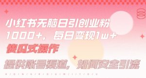 小红书无脑每日引流创业粉500+，小白每天只花半小时，躺赚长尾收益【揭秘】-ANQUYE-HENHENLU-26UUU[首页]