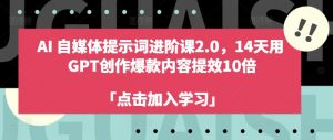 AI自媒体提示词进阶课2.0，14天用 GPT创作爆款内容提效10倍-ANQUYE-HENHENLU-26UUU[首页]