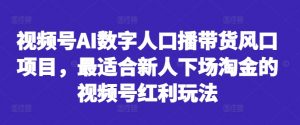 视频号AI数字人口播带货风口项目，最适合新人下场淘金的视频号红利玩法-ANQUYE-HENHENLU-26UUU[首页]