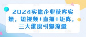 2024实体企业获客实操，短视频+直播+矩阵，三大维度引爆流量-ANQUYE-HENHENLU-26UUU[首页]