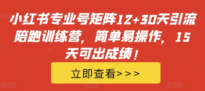 小红书专业号矩阵12+30天引流陪跑训练营，简单易操作，15天可出成绩!-ANQUYE-HENHENLU-26UUU[首页]