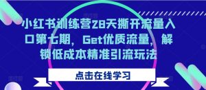 小红书训练营28天撕开流量入口第七期，Get优质流量，解锁低成本精准引流玩法-ANQUYE-HENHENLU-26UUU[首页]