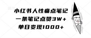 小红书人性痛点笔记，一条笔记点赞3W+，单日变现1k-ANQUYE-HENHENLU-26UUU[首页]