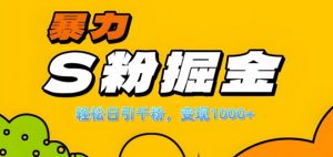 单人单机日引千粉，变现1k+，S粉流量掘金计划攻略【揭秘】-ANQUYE-HENHENLU-26UUU[首页]