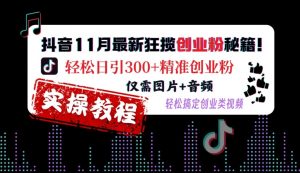 抖音11月最新狂揽创业粉秘籍，轻松日引300+精准创业粉，仅需图片+音频，轻松搞定创业类视频-ANQUYE-HENHENLU-26UUU[首页]
