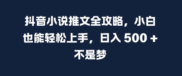 抖音小说推文全攻略，小白也能轻松上手，日入 5张+ 不是梦【揭秘】-ANQUYE-HENHENLU-26UUU[首页]