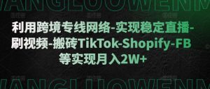 利用跨境专线网络-实现稳定直播-刷视频-搬砖TikTok-Shopify-FB等实现月入2W+【揭秘】-ANQUYE-HENHENLU-26UUU[首页]