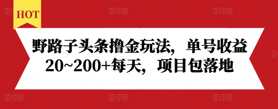 野路子头条撸金玩法，单号收益20~200+每天，项目包落地-ANQUYE-HENHENLU-26UUU[首页]