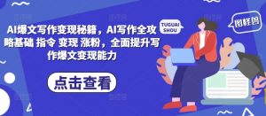 AI爆文写作变现秘籍，AI写作全攻略基础 指令 变现 涨粉，全面提升写作爆文变现能力-ANQUYE-HENHENLU-26UUU[首页]