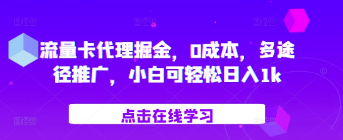 流量卡代理掘金，0成本，多途径推广，小白可轻松日入1k-ANQUYE-HENHENLU-26UUU[首页]