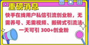 快手最新引流创业粉方法，无需养号、无需视频、搬砖式引流法【揭秘】-ANQUYE-HENHENLU-26UUU[首页]