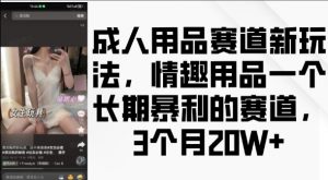 成人用品赛道新玩法，情趣用品一个长期暴利的赛道，3个月收益20个【揭秘】-ANQUYE-HENHENLU-26UUU[首页]