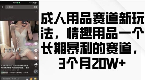 成人用品赛道新玩法，情趣用品一个长期暴利的赛道，3个月收益20个【揭秘】-ANQUYE-HENHENLU-26UUU[首页]