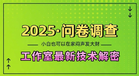 2025问卷调查最新工作室技术解密：一个人在家也可以闷声发大财，小白一天2张，可矩阵放大【揭秘】-ANQUYE-HENHENLU-26UUU[首页]