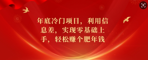 年底冷门项目，利用信息差，实现零基础上手，轻松赚个肥年钱【揭秘】-ANQUYE-HENHENLU-26UUU[首页]