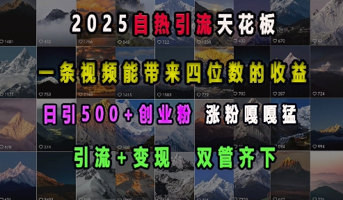 2025自热引流天花板，一条视频能带来四位数的收益，引流+变现双管齐下，日引500+创业粉，涨粉嘎嘎猛-ANQUYE-HENHENLU-26UUU[首页]