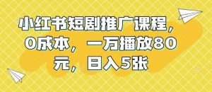 小红书短剧推广课程，0成本，一万播放80元，日入5张-ANQUYE-HENHENLU-26UUU[首页]