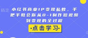 小红书商业IP变现私教，手把手教会你从0-1制作短视频到变现的全过程-ANQUYE-HENHENLU-26UUU[首页]