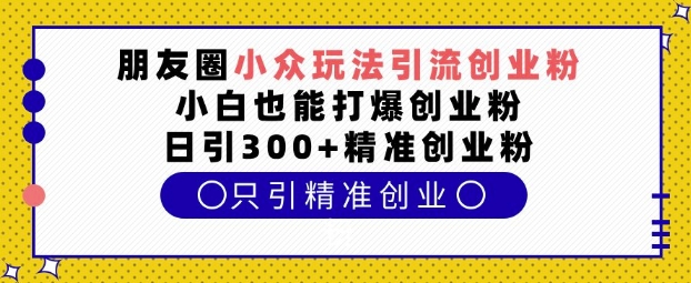 朋友圈小众玩法引流创业粉，小白也能打爆创业粉，日引300+精准创业粉【揭秘】-ANQUYE-HENHENLU-26UUU[首页]