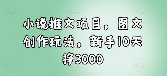 小说推文项目，图文创作玩法，新手10天挣3000-ANQUYE-HENHENLU-26UUU[首页]
