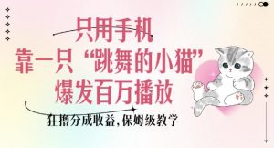 只用手机靠一只“跳舞的小猫”爆发百万播放，狂撸分成收益，保姆级教学-ANQUYE-HENHENLU-26UUU[首页]