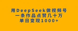 用DeepSeek做视频号，一条作品点赞几十万，单日变现1k-ANQUYE-HENHENLU-26UUU[首页]