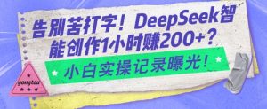 告别苦打字！DeepSeek智能创作1小时入2张？小白实操记录曝光-ANQUYE-HENHENLU-26UUU[首页]