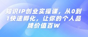 知识IP创业实操课，从0到1快速孵化，让你的个人品牌价值百W-ANQUYE-HENHENLU-26UUU[首页]