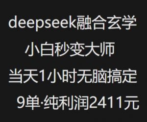 抖音小红书deepseek融合玄学，纯小白秒变大师，当天1小时无脑搞定9单，纯利润上千-ANQUYE-HENHENLU-26UUU[首页]