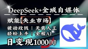 降维打击，Deepseek+全域自媒体，赋能失业市场，被动收钱，无需人工全程AI，日变现1k-ANQUYE-HENHENLU-26UUU[首页]