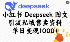 小红书Deepseek图文引流私域售卖资料，单日变现多张-ANQUYE-HENHENLU-26UUU[首页]