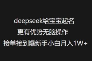 deepseek给宝宝起名更有优势无脑操作接单接到爆新手小白月入1W+-ANQUYE-HENHENLU-26UUU[首页]