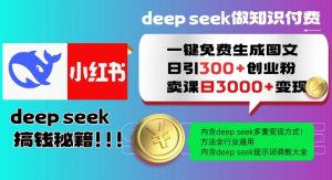 Deepseek一键免费生成小红书图文日引300+创业粉，日变现多张教程，方法全行业通用！-ANQUYE-HENHENLU-26UUU[首页]