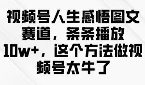 视频号人生感悟图文赛道，条条播放10w+，这个方法做视频号太牛了-ANQUYE-HENHENLU-26UUU[首页]