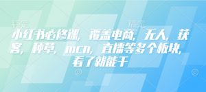 小红书必修课，覆盖电商，无人，获客，种草，mcn，直播等多个板块，看了就能干-ANQUYE-HENHENLU-26UUU[首页]